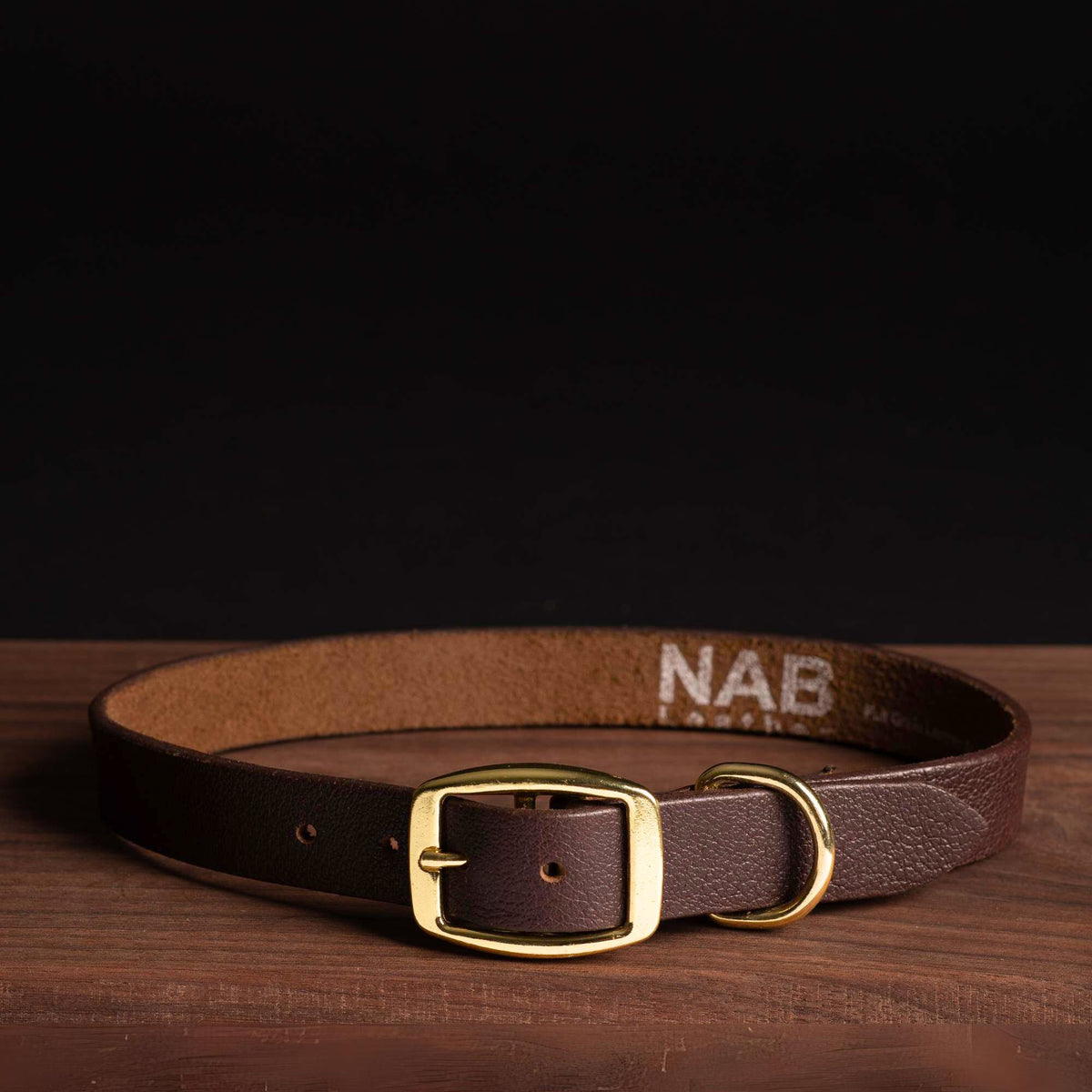 Rover full-grain leather dog collar in brown