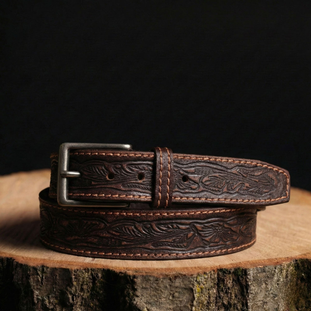 The Wayfarer western embossed leather belt