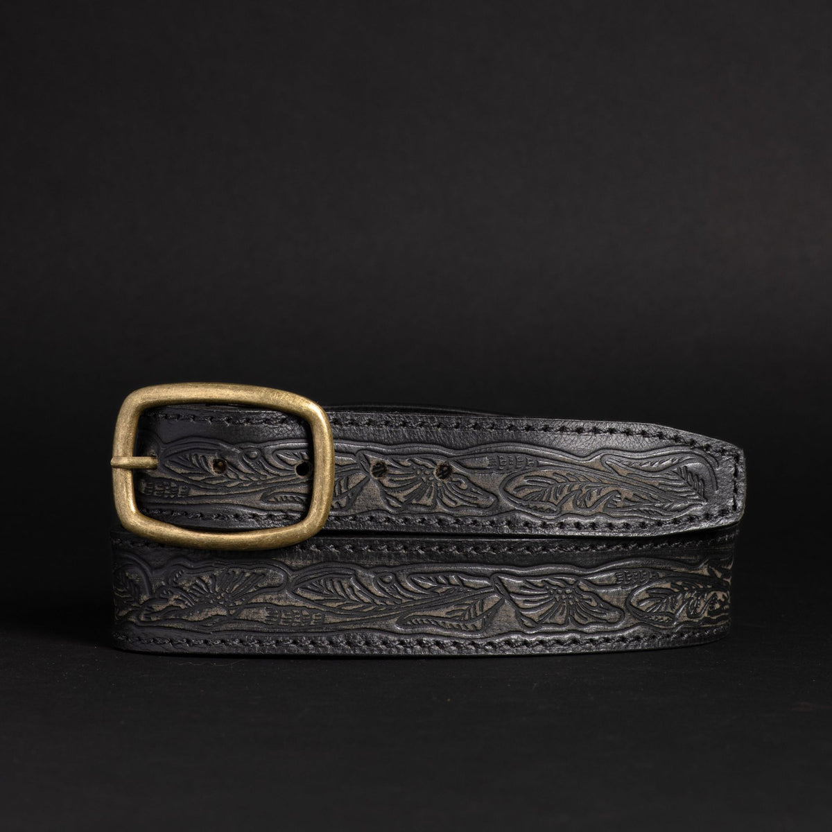 Dakota western leather belt with gold buckle