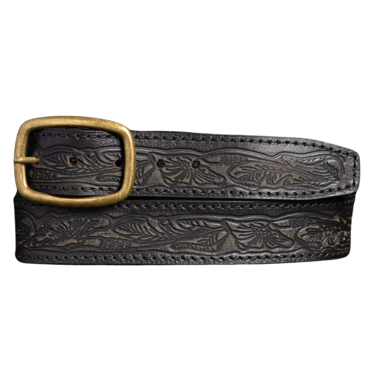 Dakota black western leather belt with gold buckle