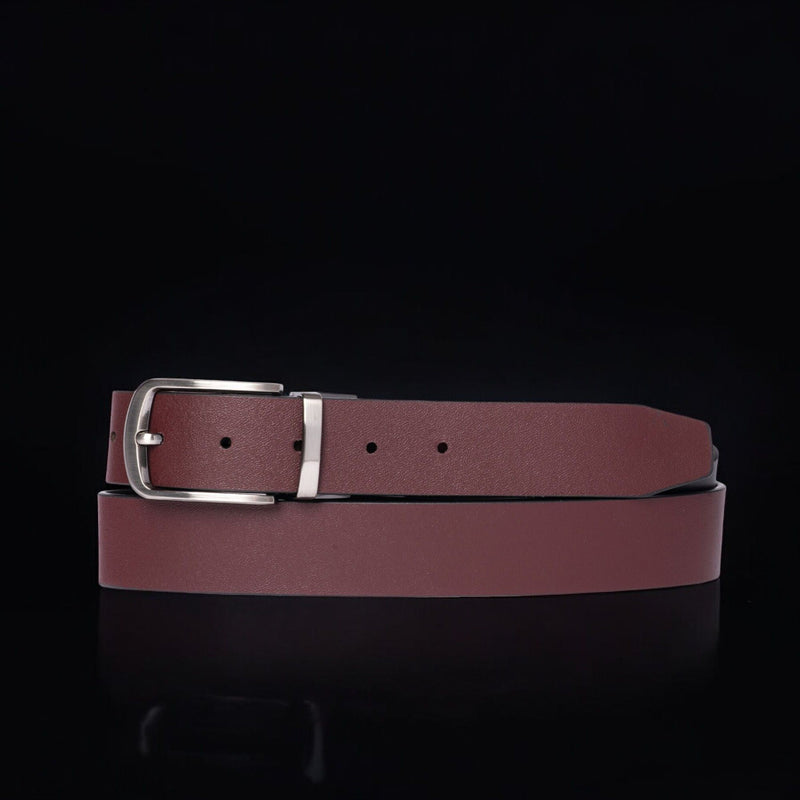 The Harvey Dent Belt - One Piece Reversible Black/Grey 100% Real Leather Belt