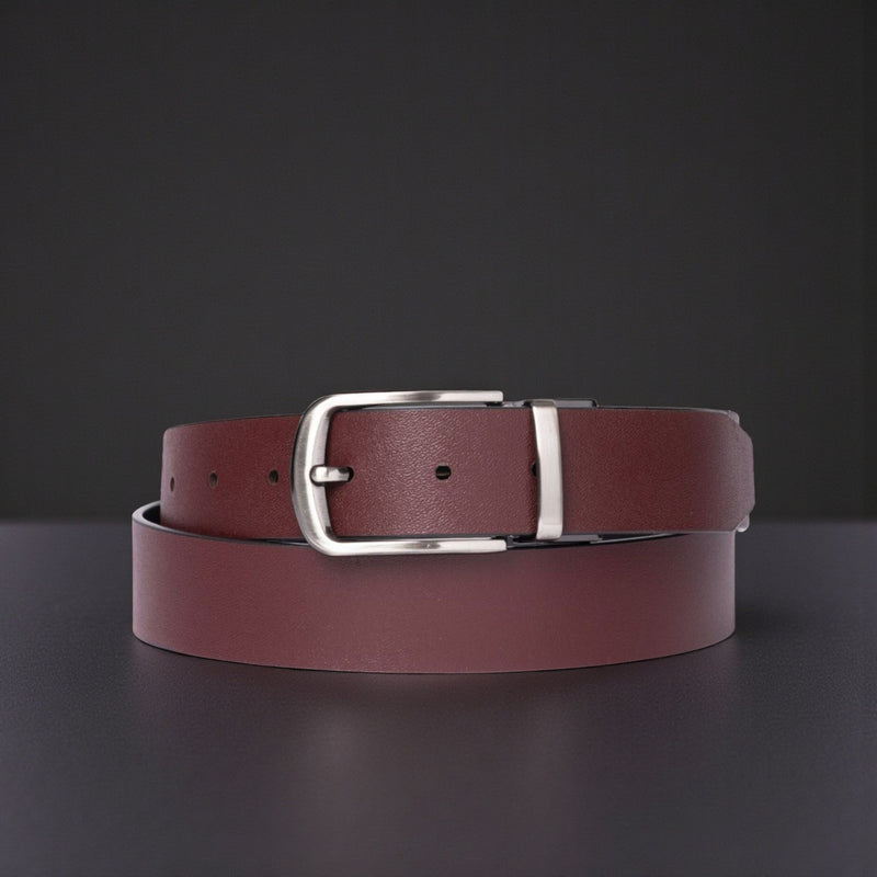 The Harvey Dent Belt - One Piece Reversible Black/Burgandy 100% Real Leather Belt
