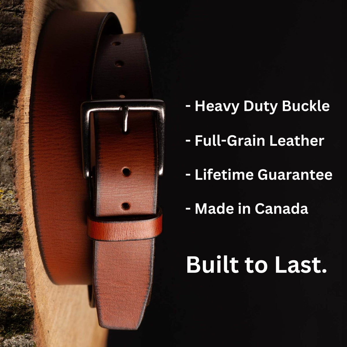 The Canyon leather belt with charred edges