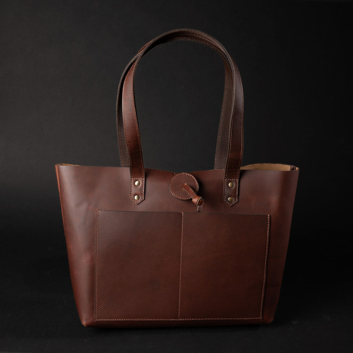 Tolredo brown leather tote bag with leather closure