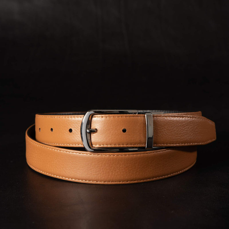 The Harvey Dent Belt - Extra Slim 30 mm Reversible Stitched Full-Grain Pebbled Leather Belt