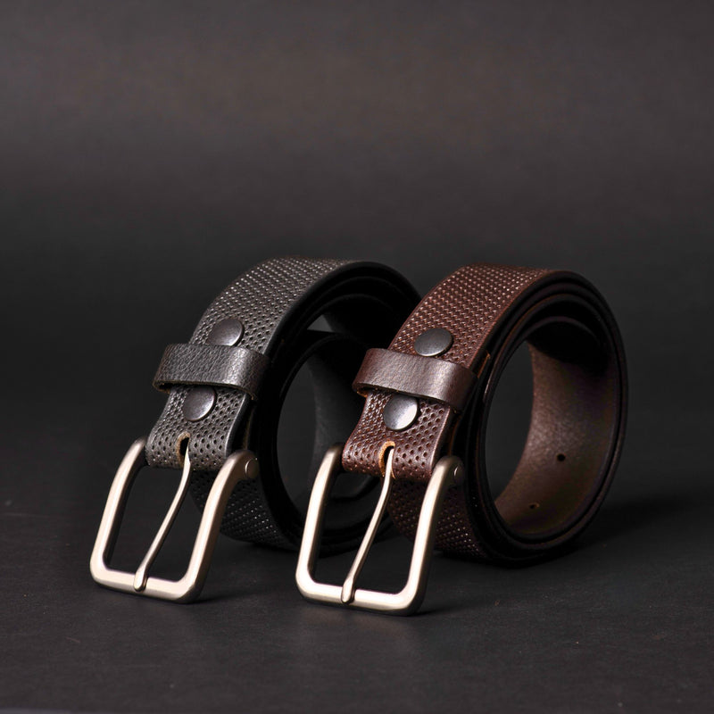 The Matrix Belt - Black Perforated 100% Full-Grain Leather Belt