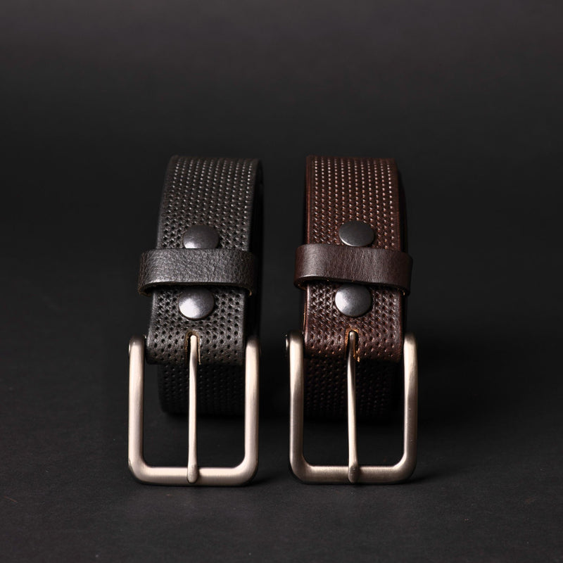 The Matrix Belt - Black Perforated 100% Full-Grain Leather Belt