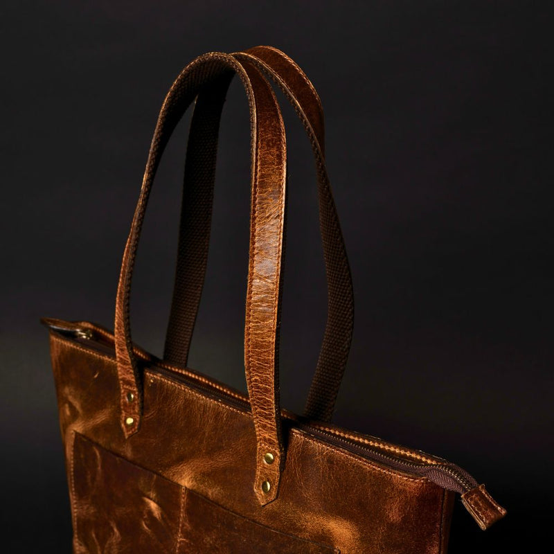 Classic Cognac Leather Tote Bag