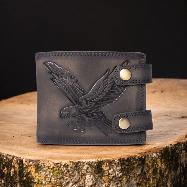 Eagle's Crest Wallet - Black Full Grain Distressed Leather Wallet