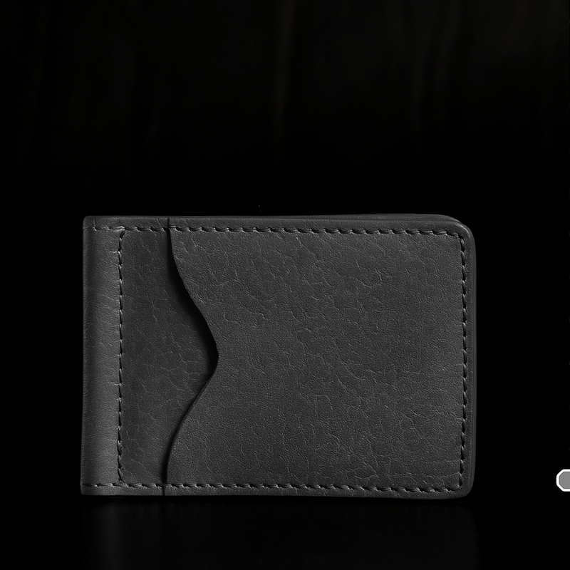 The Pinnacle Wallet - Black Slim Money Clip Pebble Grain Leather Wallet