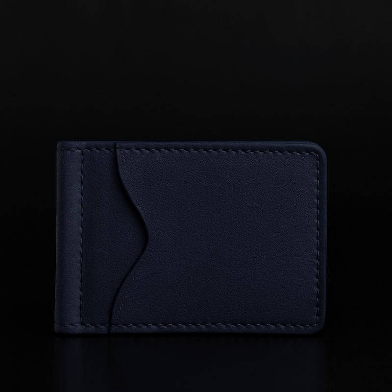 The Pinnacle Wallet - Black Slim Money Clip Pebble Grain Leather Wallet