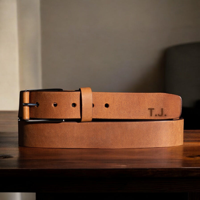 The Spartan Belt - Tan Custom Engraved Leather Belt