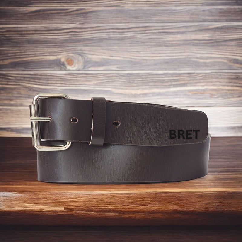 Black 45 mm Custom Engraved Bridle Leather Belt