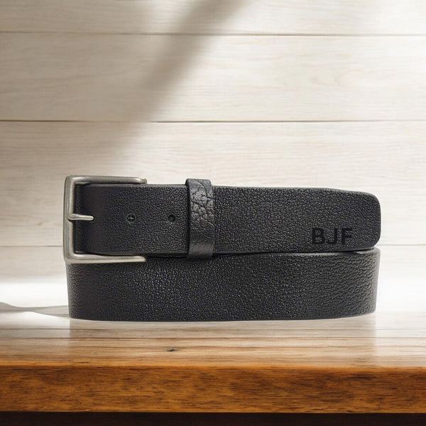 The Maverick Belt - Extra Thick Engraved Brown Leather Belt