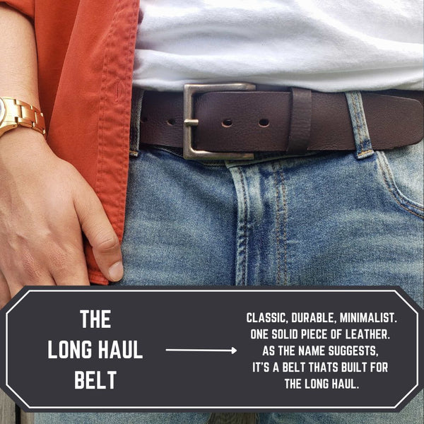 The Long Haul Belt - Brown Classic 100% Real Leather Belt