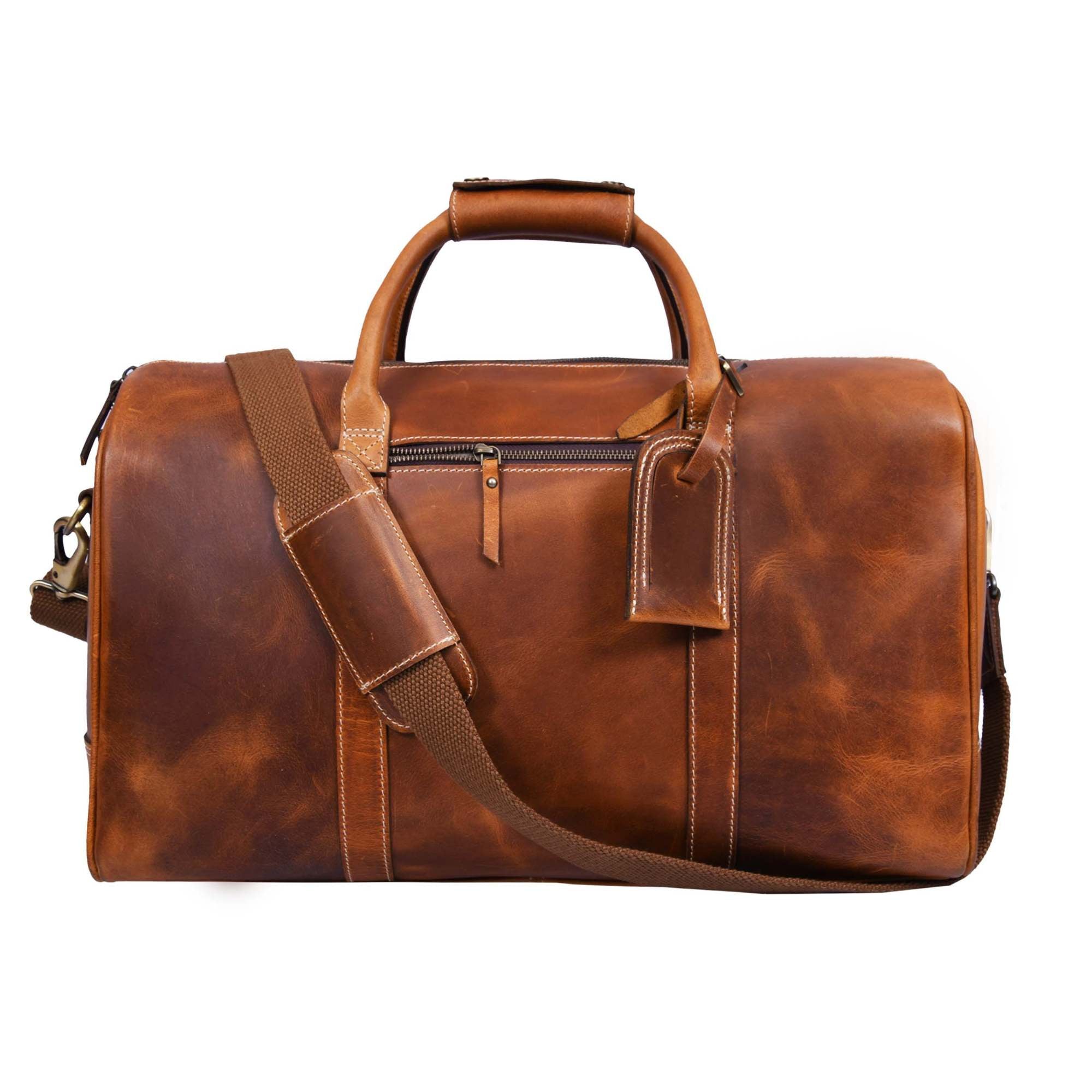 The Wayfarer Bag - Cognac Classic Full-Grain Leather Duffle Bag