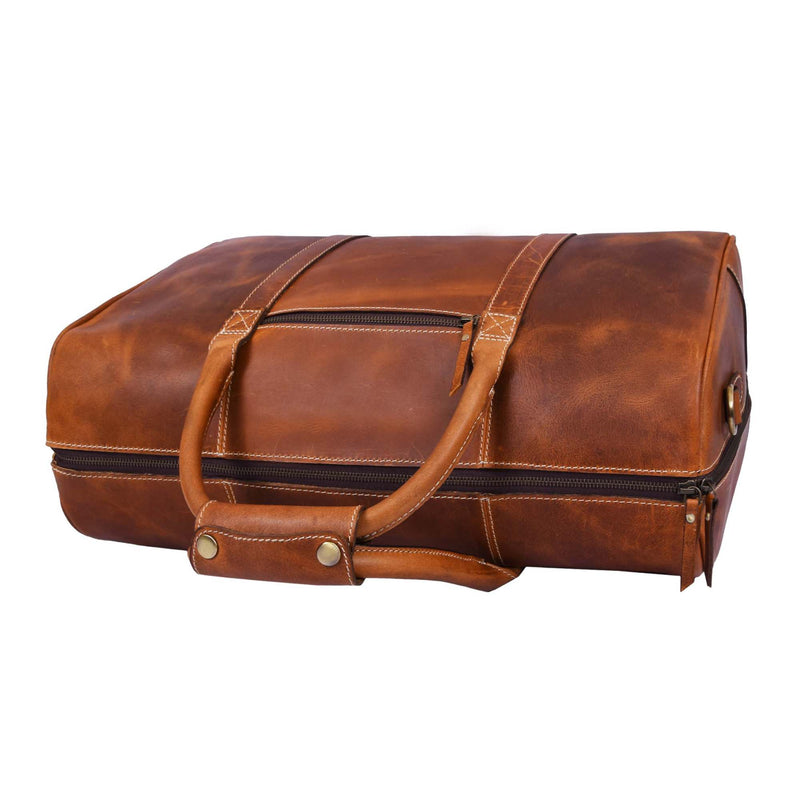 The Wayfarer Bag - Cognac Classic Full-Grain Leather Duffle Bag