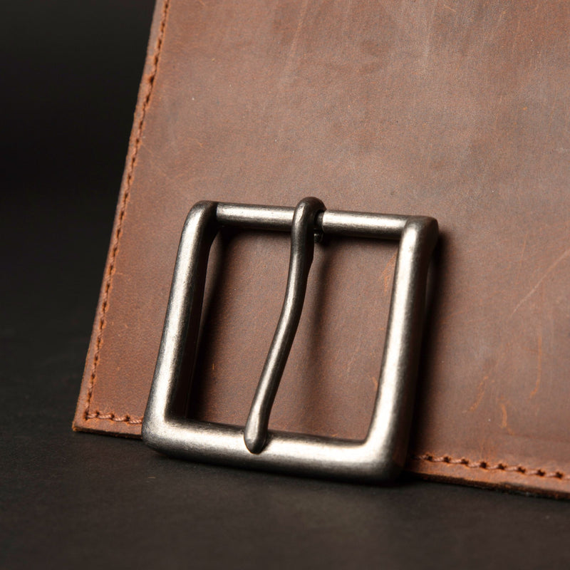 Square single prong straight edge belt buckle, 40 mm