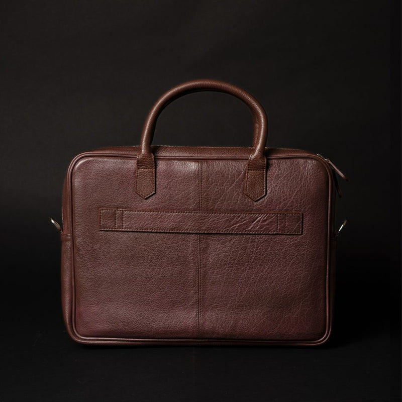 Classic Brown Full-Grain Leather Laptop Bag