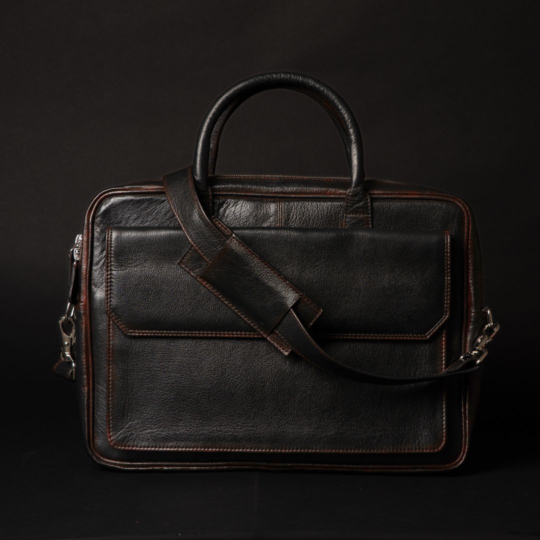 Ember hand-dyed full-grain leather laptop bag