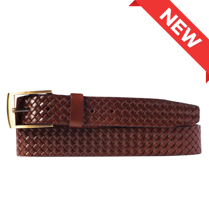 The Veneto Belt - Brown Braided Embossed Full Grain Leather Belt