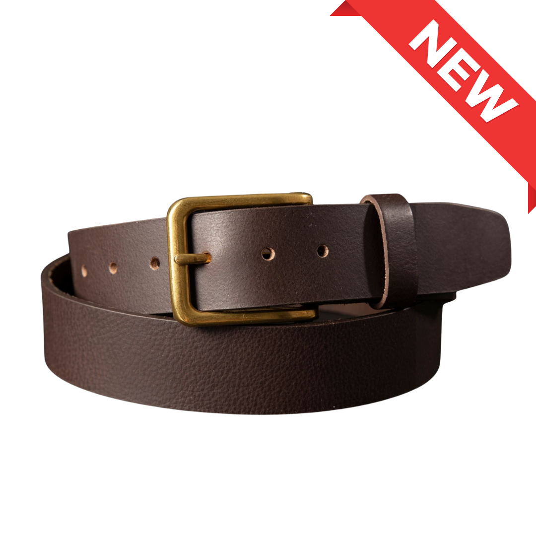 The Alchemist brown leather belt with gold-tone buckle