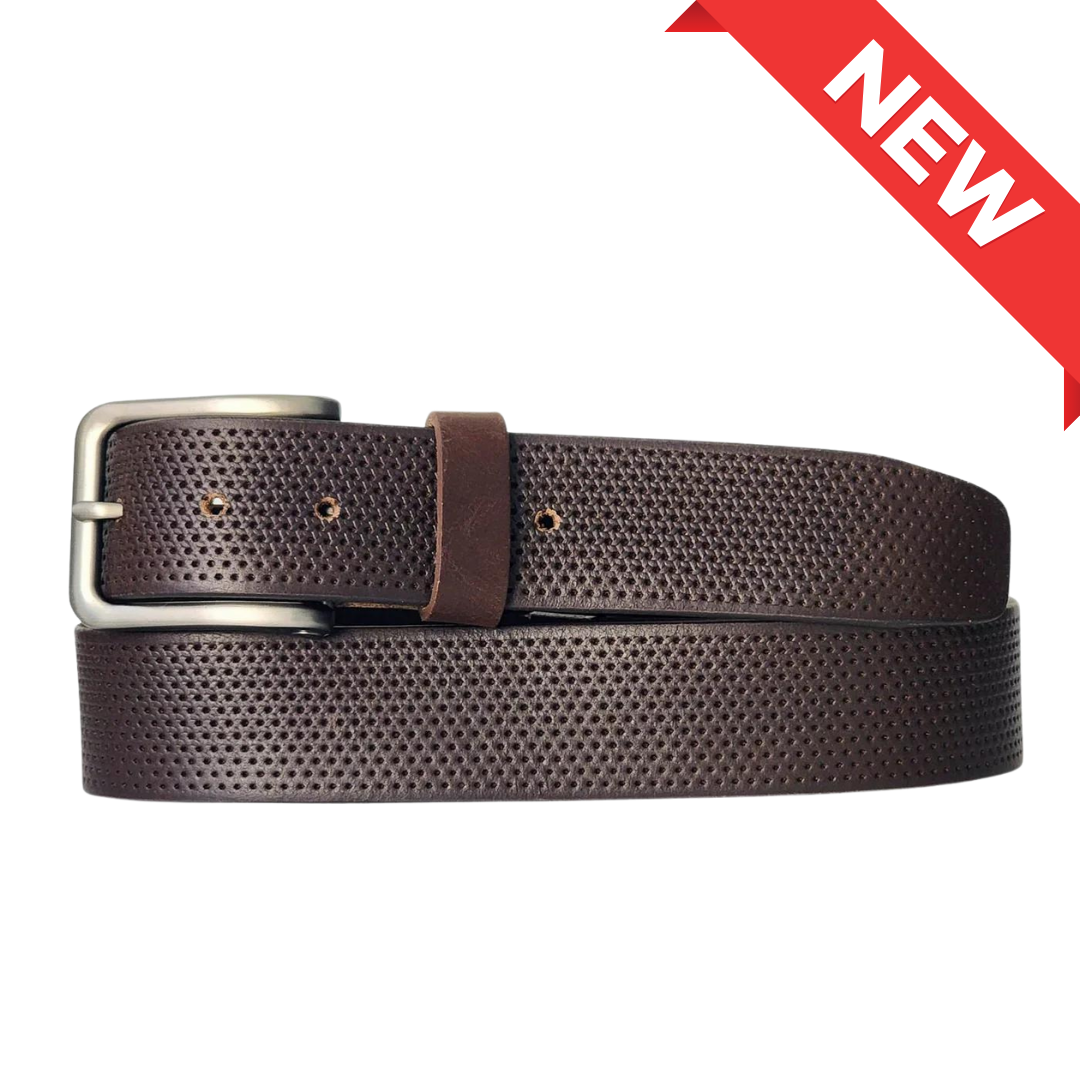 The Matrix brown perforated full-grain leather belt