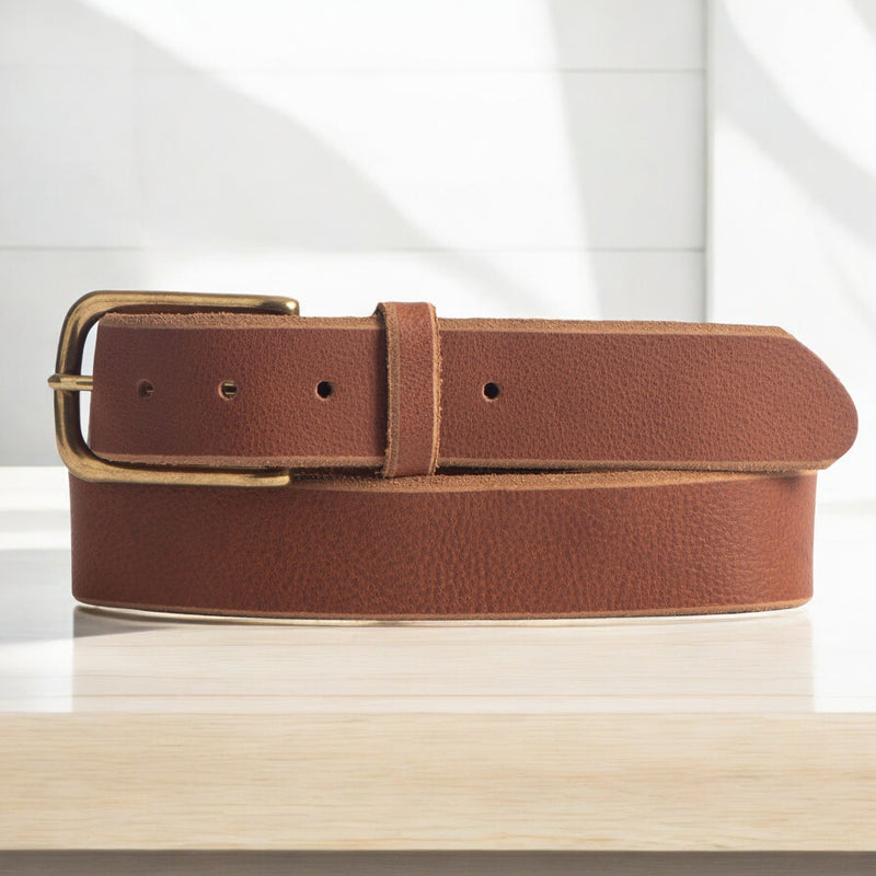 brown dress belt gold buckle Aria