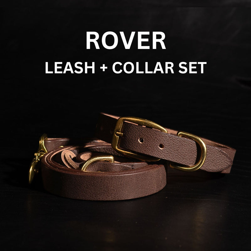 Rover Leather Dog Leash and Collar Set