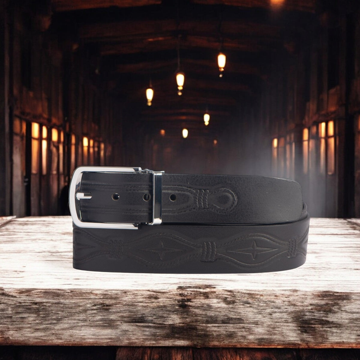 The Wrangler full-grain leather belt strap with heavy-duty buckle