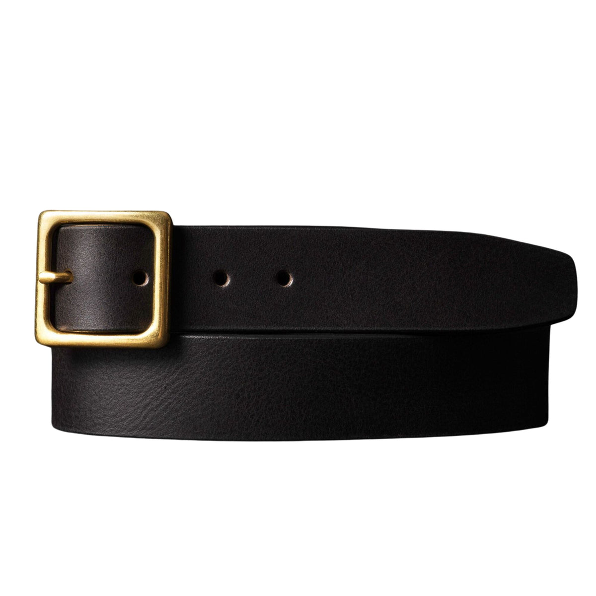 Sophie leather dress belt with gold square buckle in black