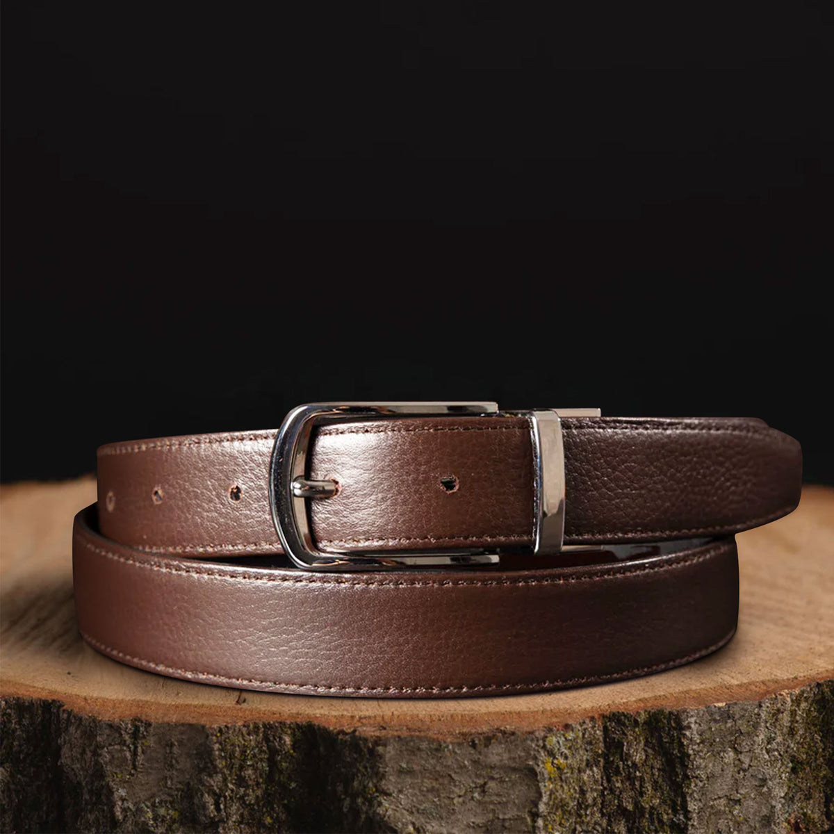 The Harvey Dent reversible pebble grain leather belt