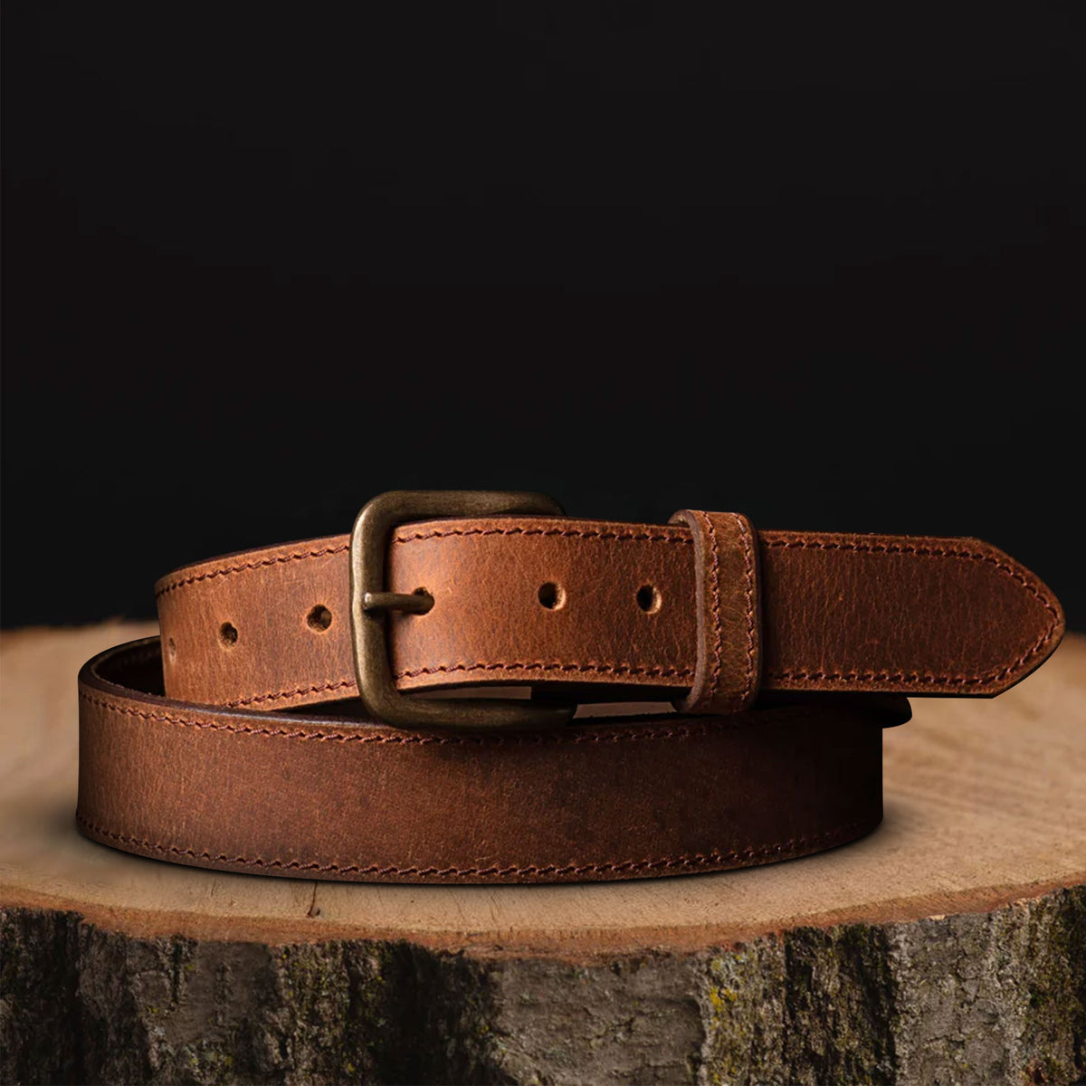 The Voyager stitched distressed full-grain leather belt