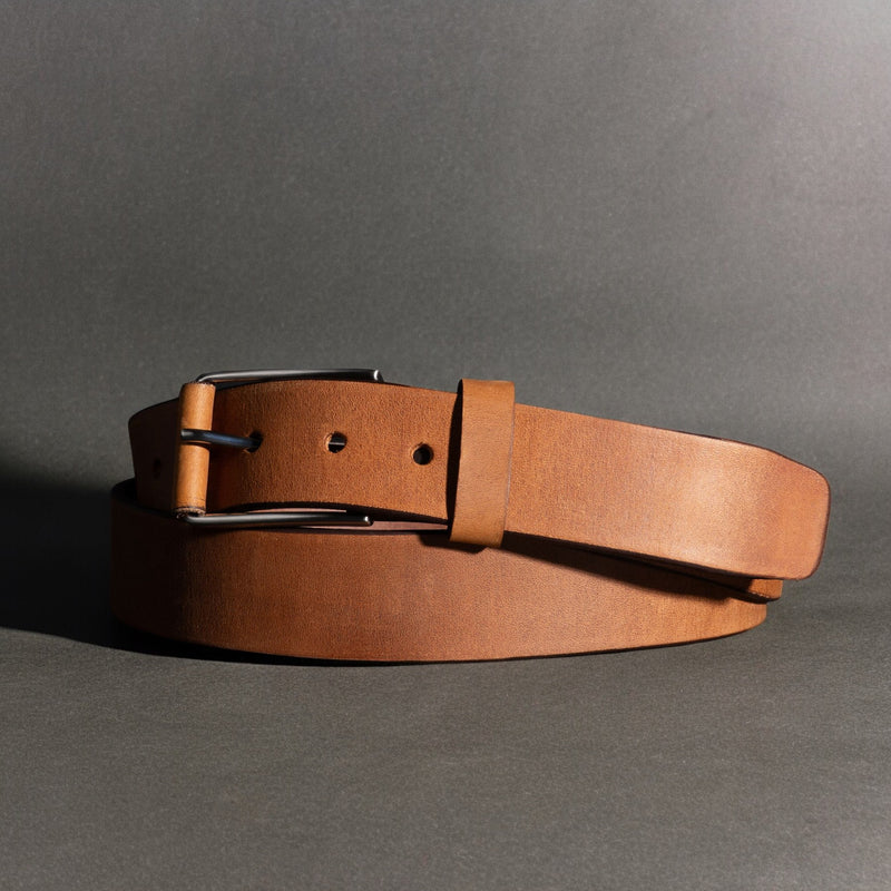 The Spartan Belt - Brown Leather Belt With Leather Wrapped Buckle