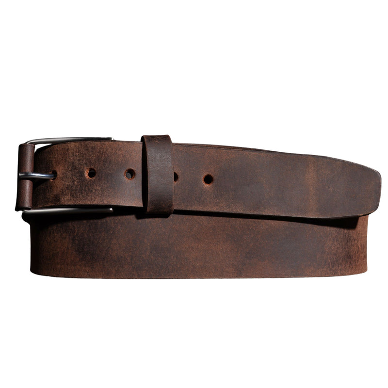 The Spartan Belt - Brown Leather Belt With Leather Wrapped Buckle