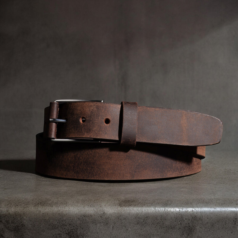 The Spartan Belt - Tan Leather Belt With Leather Wrapped Buckle