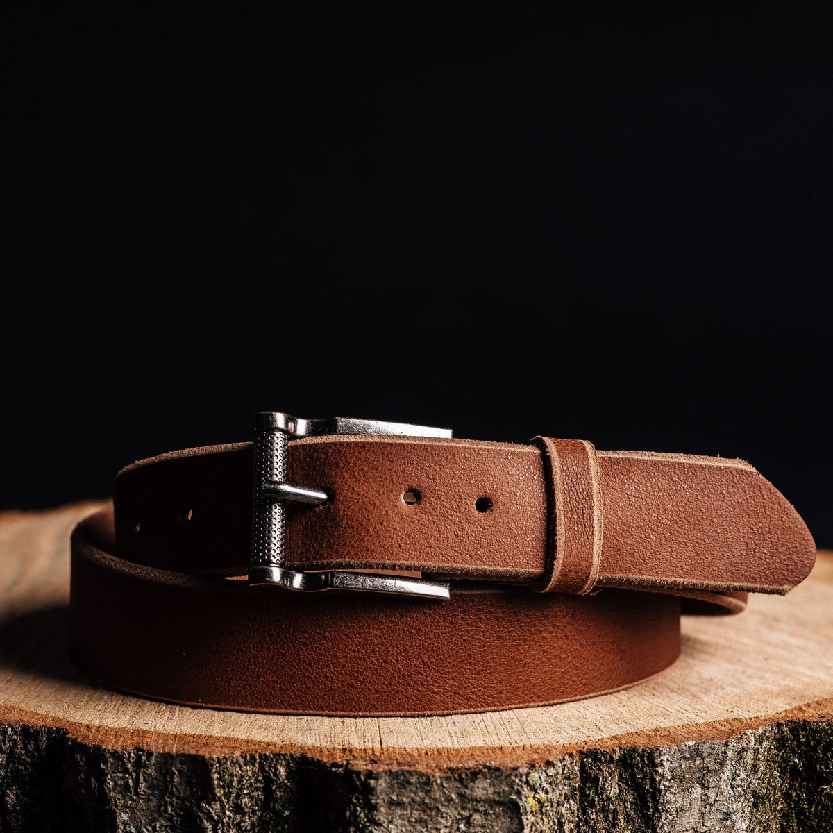 The Pinnacle full-grain leather belt in cognac