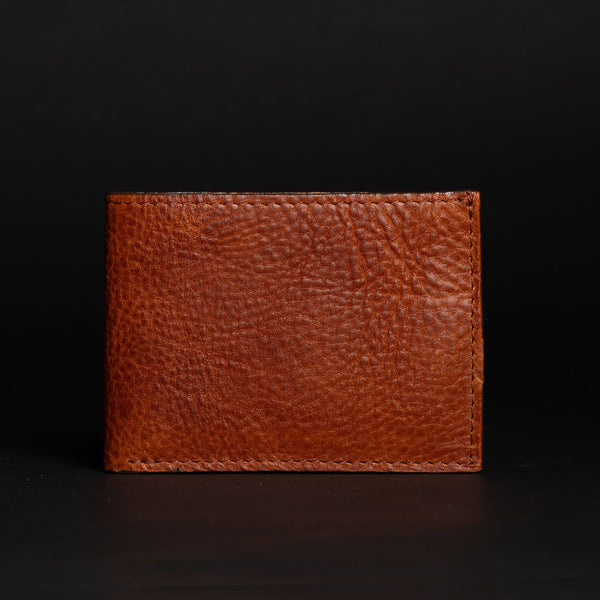 The Maverick Wallet - Cognac American Pebble Grain Bison Leather Wallet