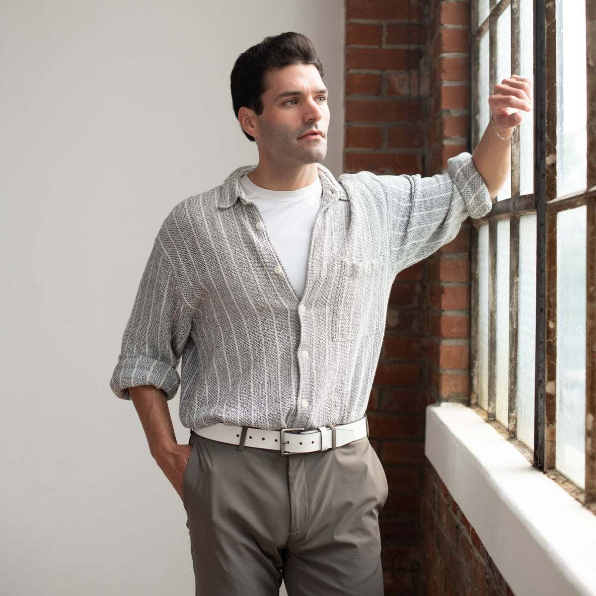 The Fairway Belt, white full-grain leather belt