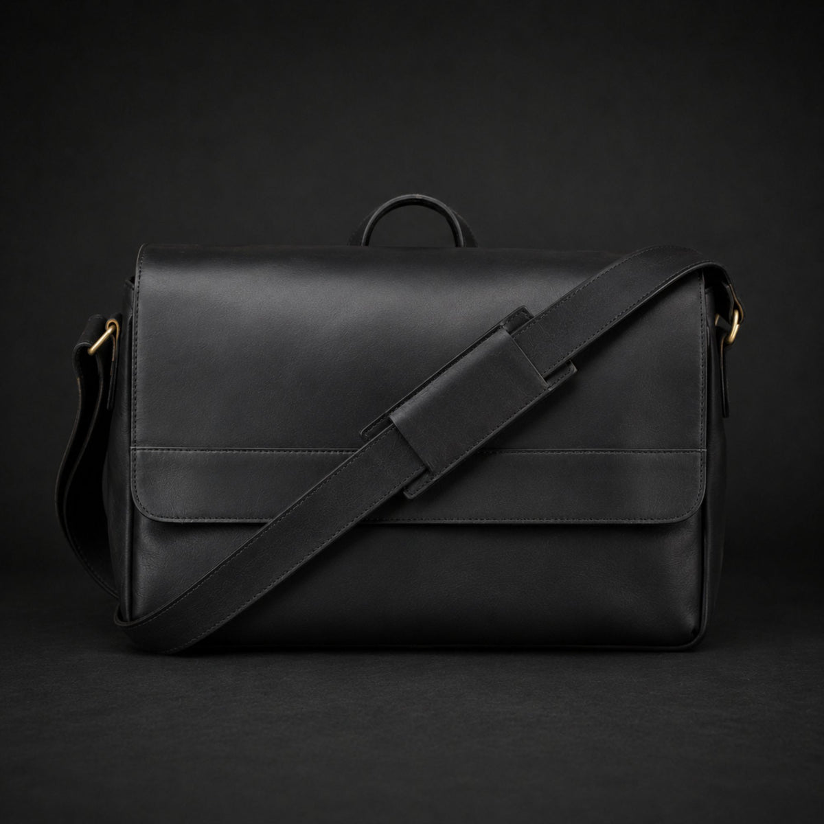 Madrid black distressed full-grain leather laptop bag
