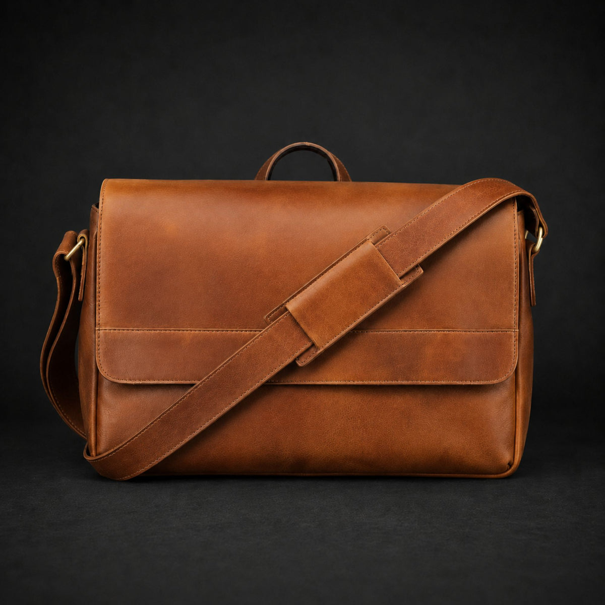 Madrid vintage tan distressed full-grain leather laptop bag