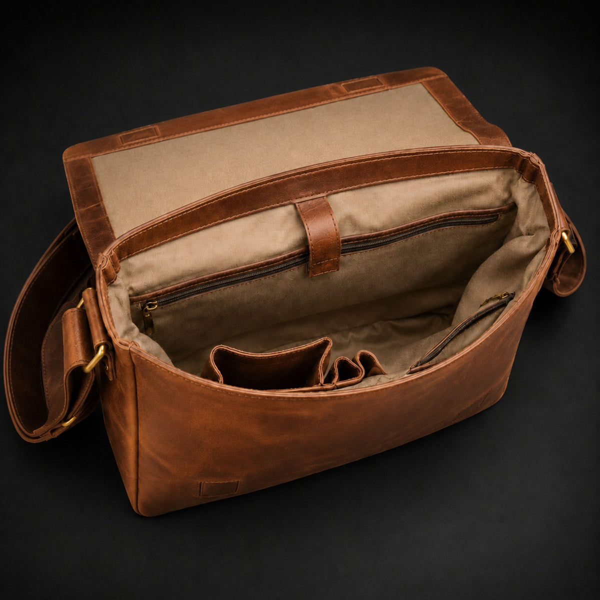 Madrid distressed full-grain leather laptop bag