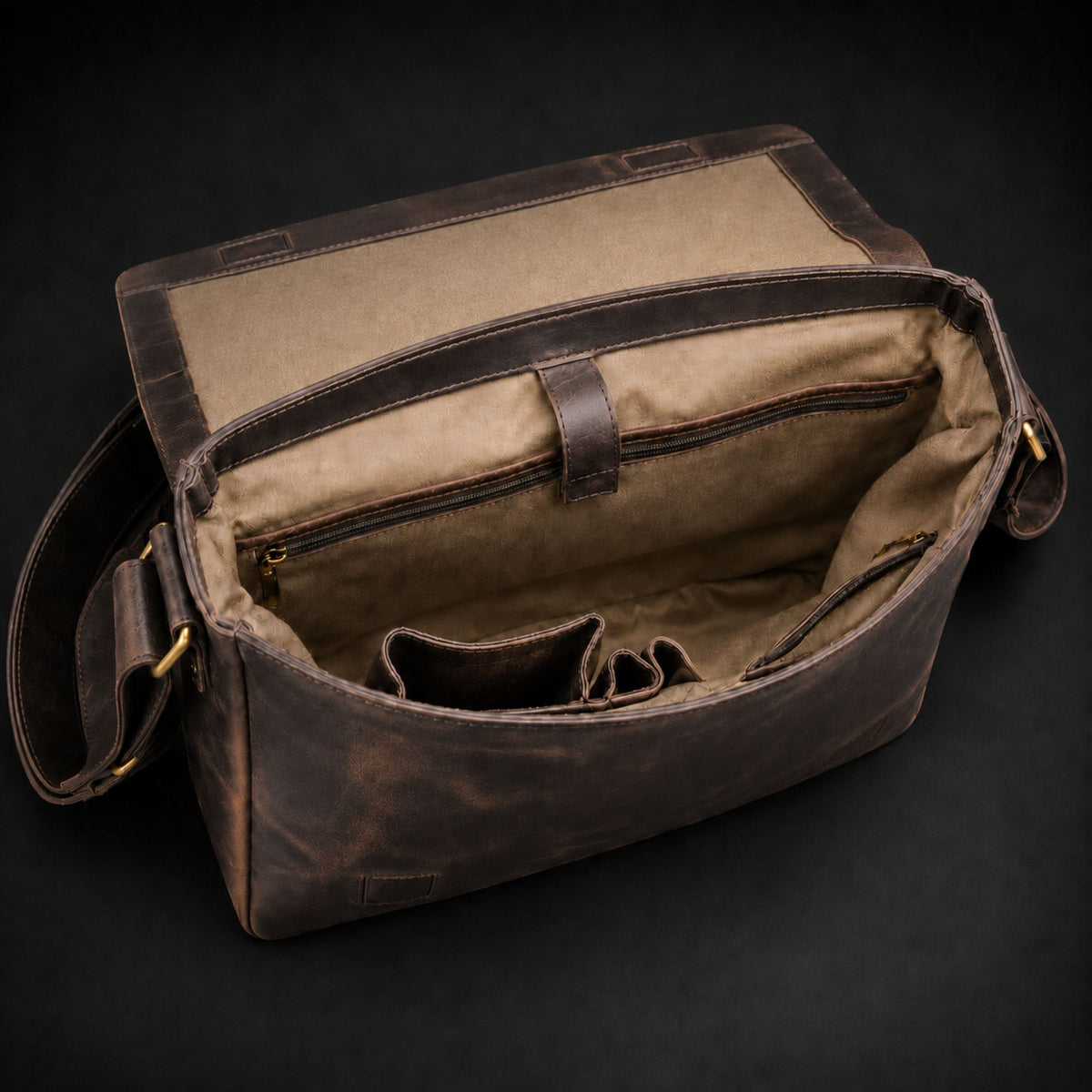 Madrid distressed full-grain leather laptop bag