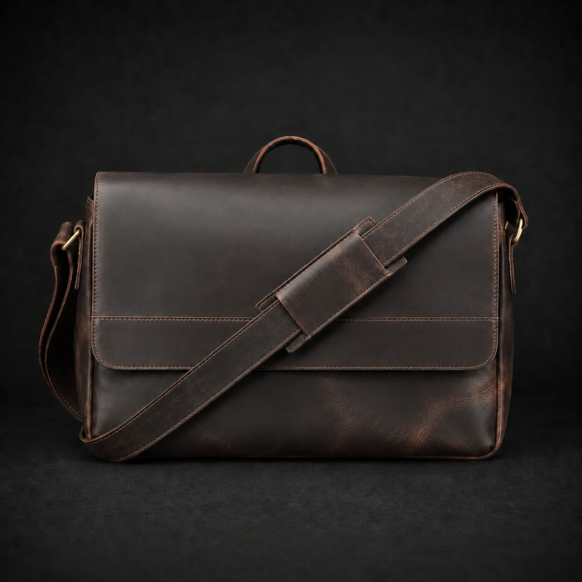 Madrid vintage brown distressed full-grain leather laptop bag