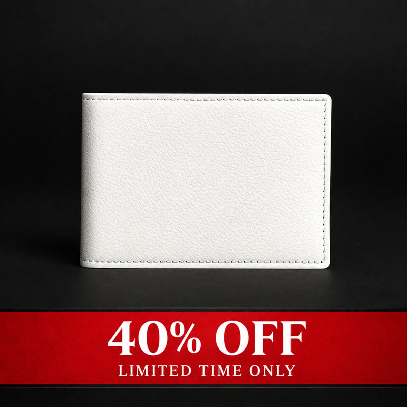 The Ivory Wallet - Premium White Pebbled Full Grain Leather Wallet