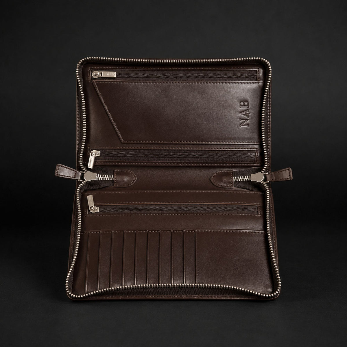 The Onyx black nappa leather travel organizer