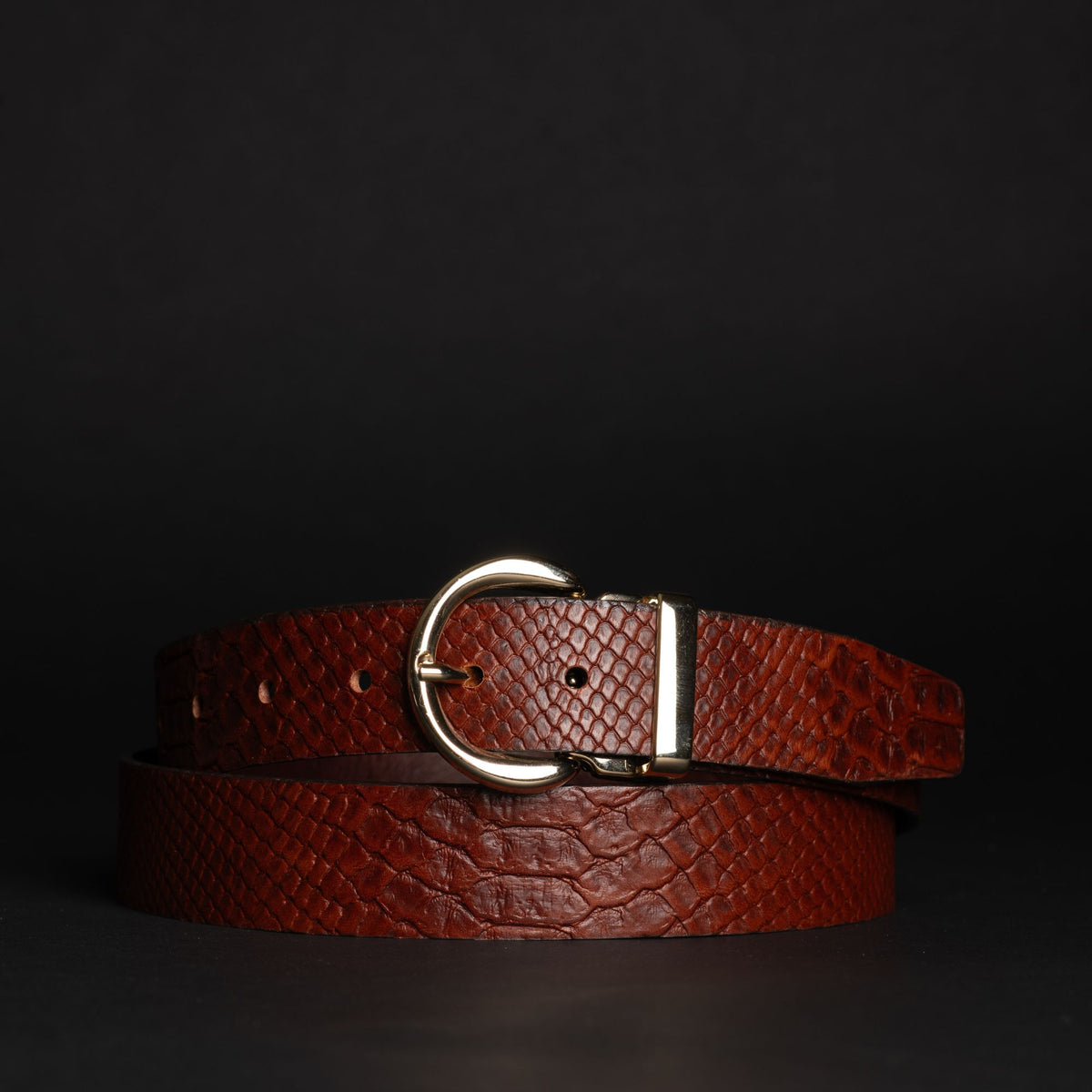 Medusa 35 mm snake skin embossed leather belt