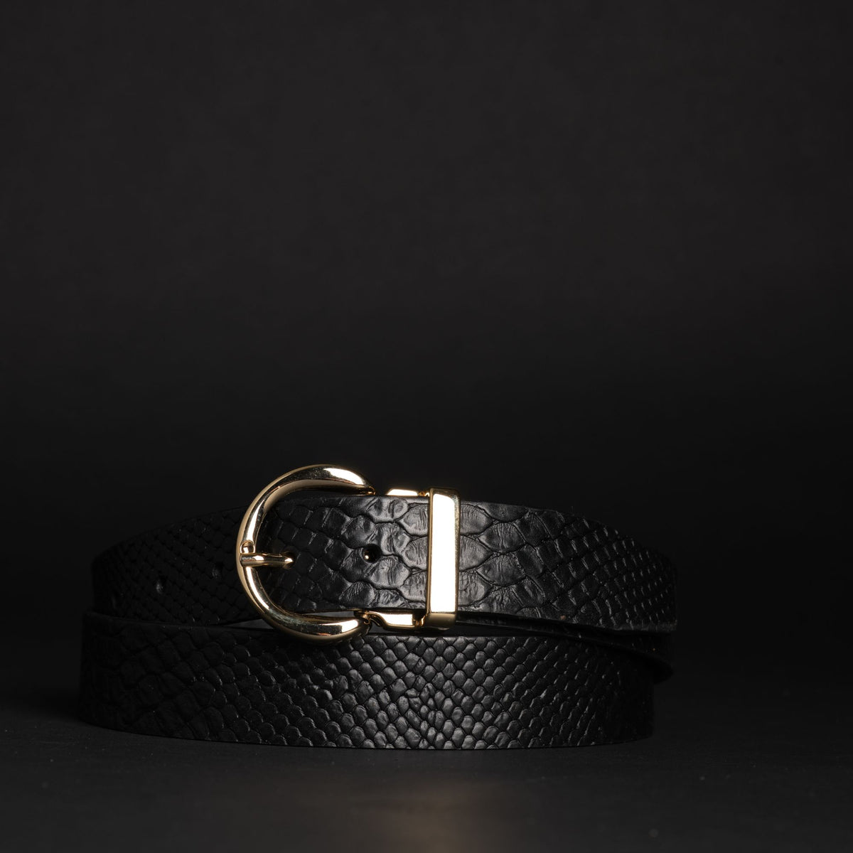Medusa 35 mm snake skin embossed leather belt
