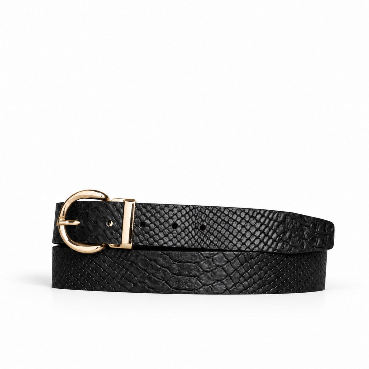 Medusa 35 mm snake skin embossed leather belt