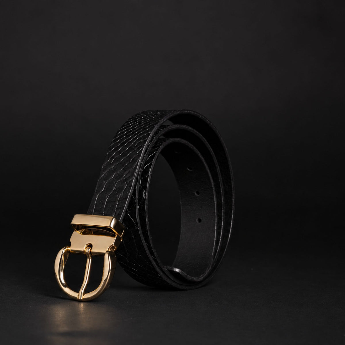 Medusa 35 mm snake skin embossed leather belt